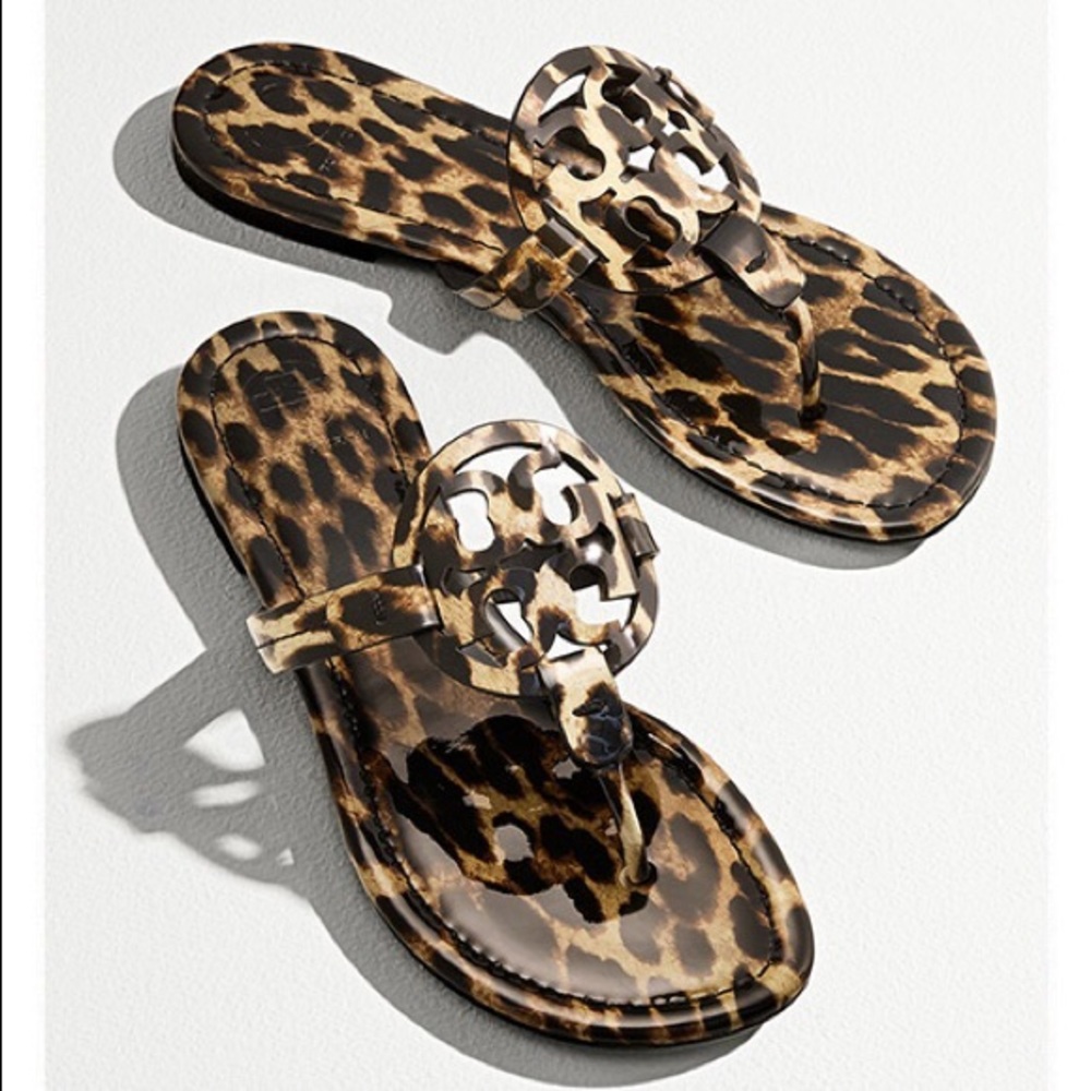 Tory Burch Miller Patent Leather Leopard Sandals